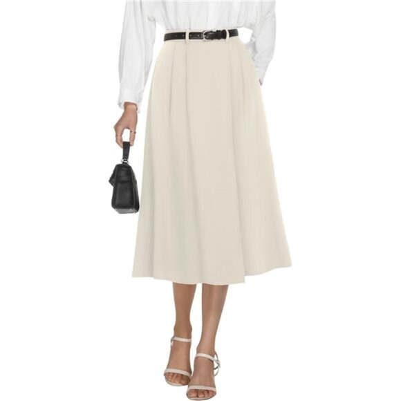 Women's High Waisted Midi Skirts Apricot - Picture 1 of 6